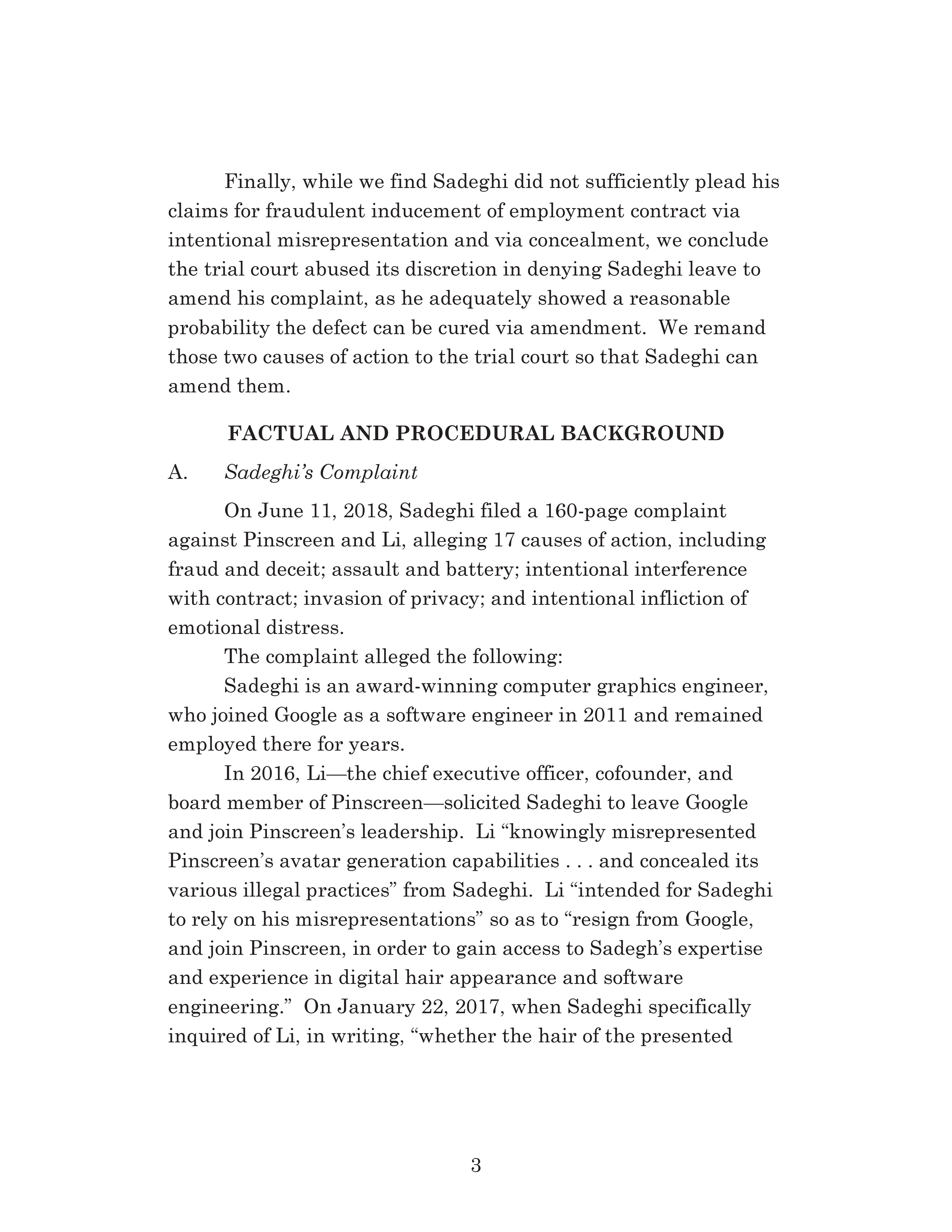Appellate Court's Opinion Upholding Sadeghi's Claims for Fraud, Battery and IIED Against Li Page 3