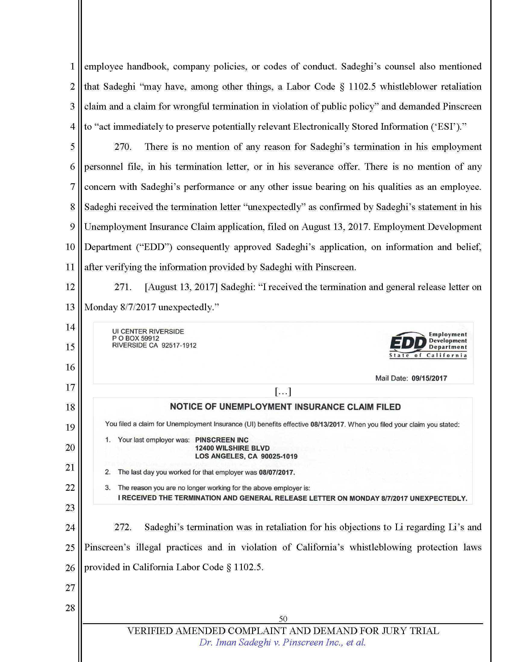 First Amended Complaint (FAC) Page 50