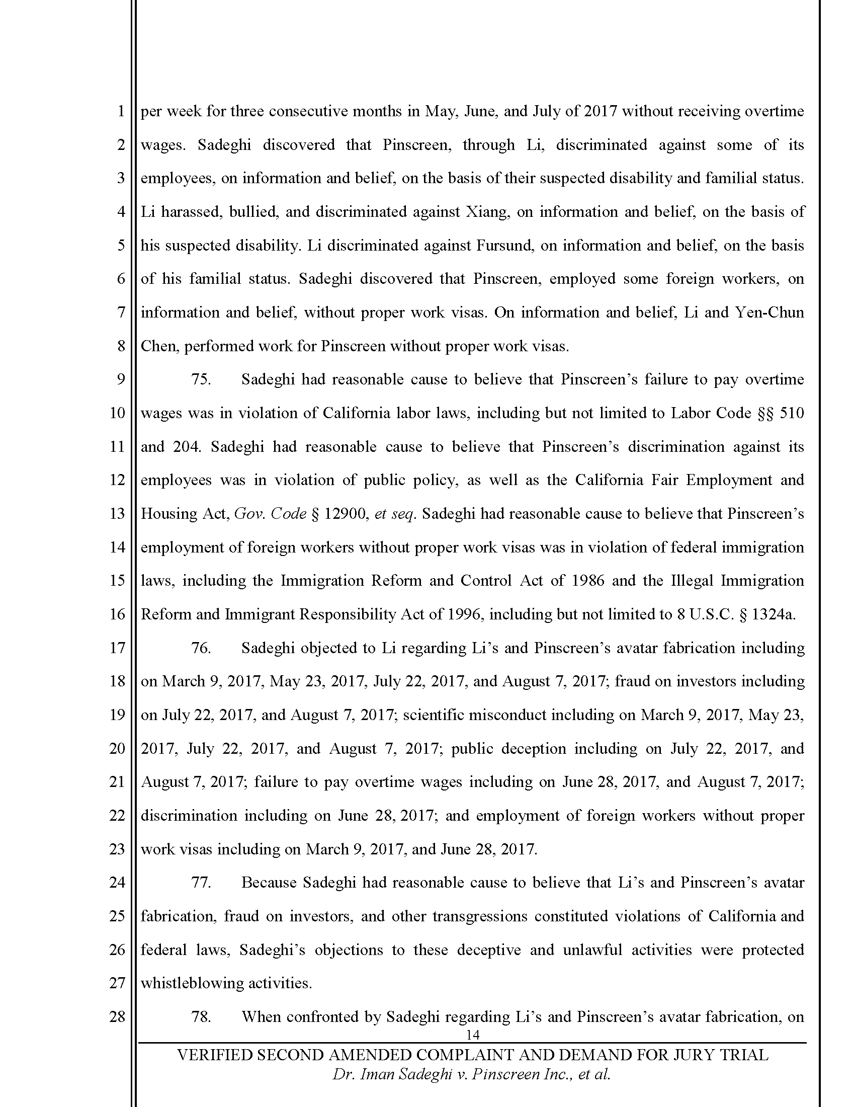 Second Amended Complaint (SAC) Page 15
