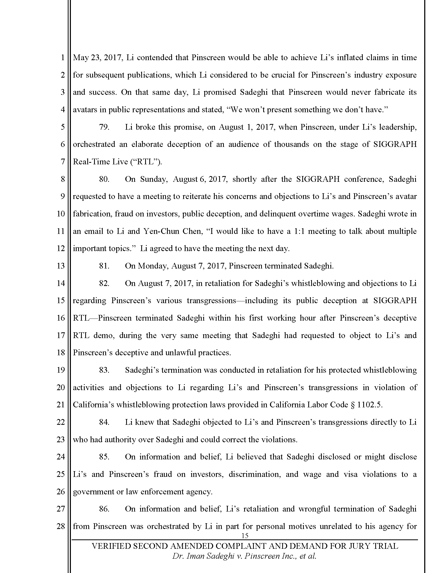 Second Amended Complaint (SAC) Page 16
