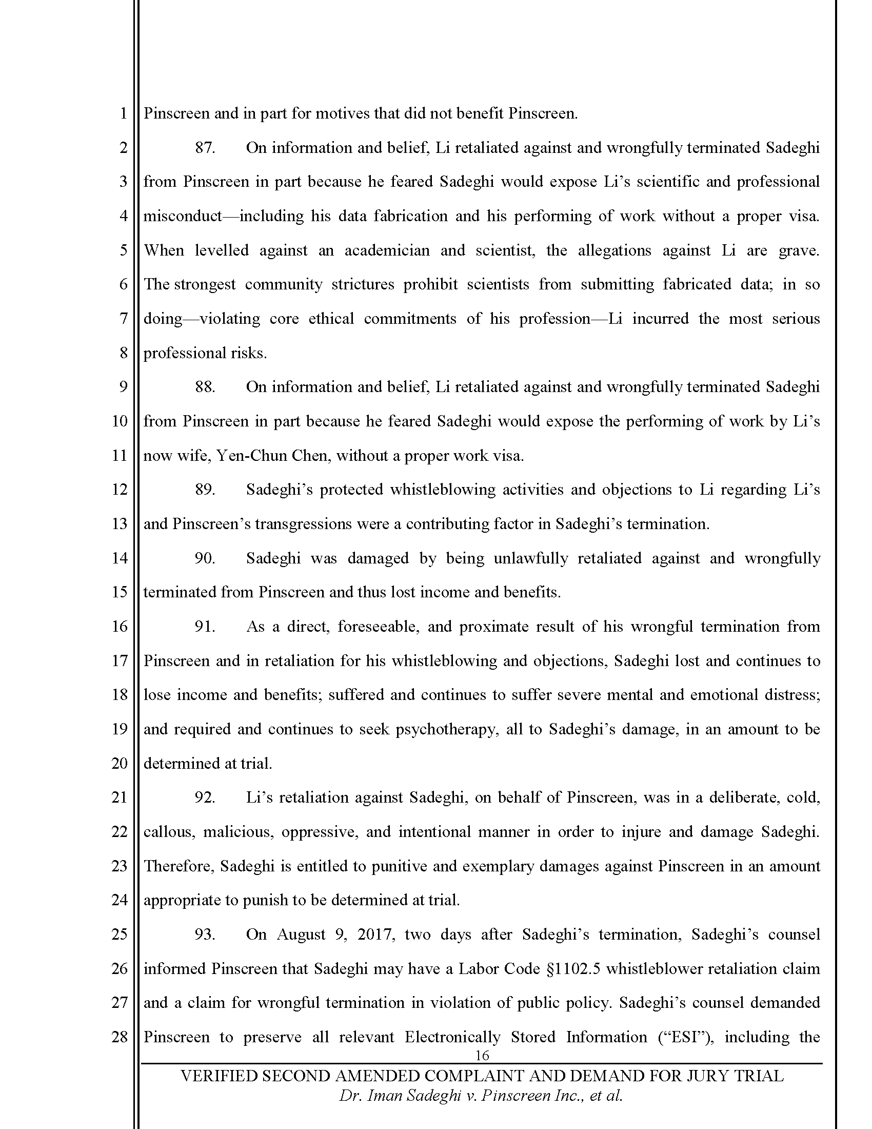 Second Amended Complaint (SAC) Page 17
