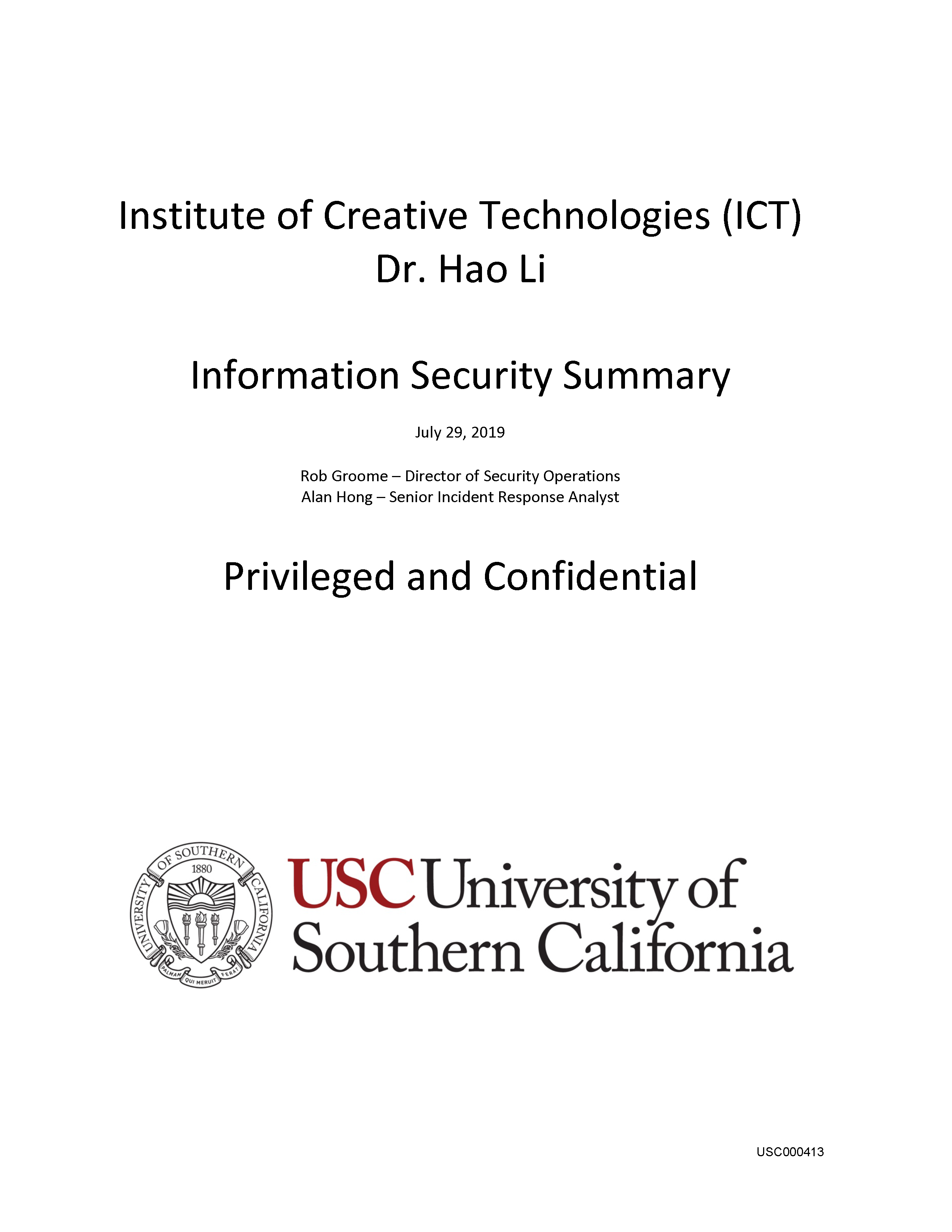USC ICT's Report on Hao Li's Destruction of Evidence Page 8