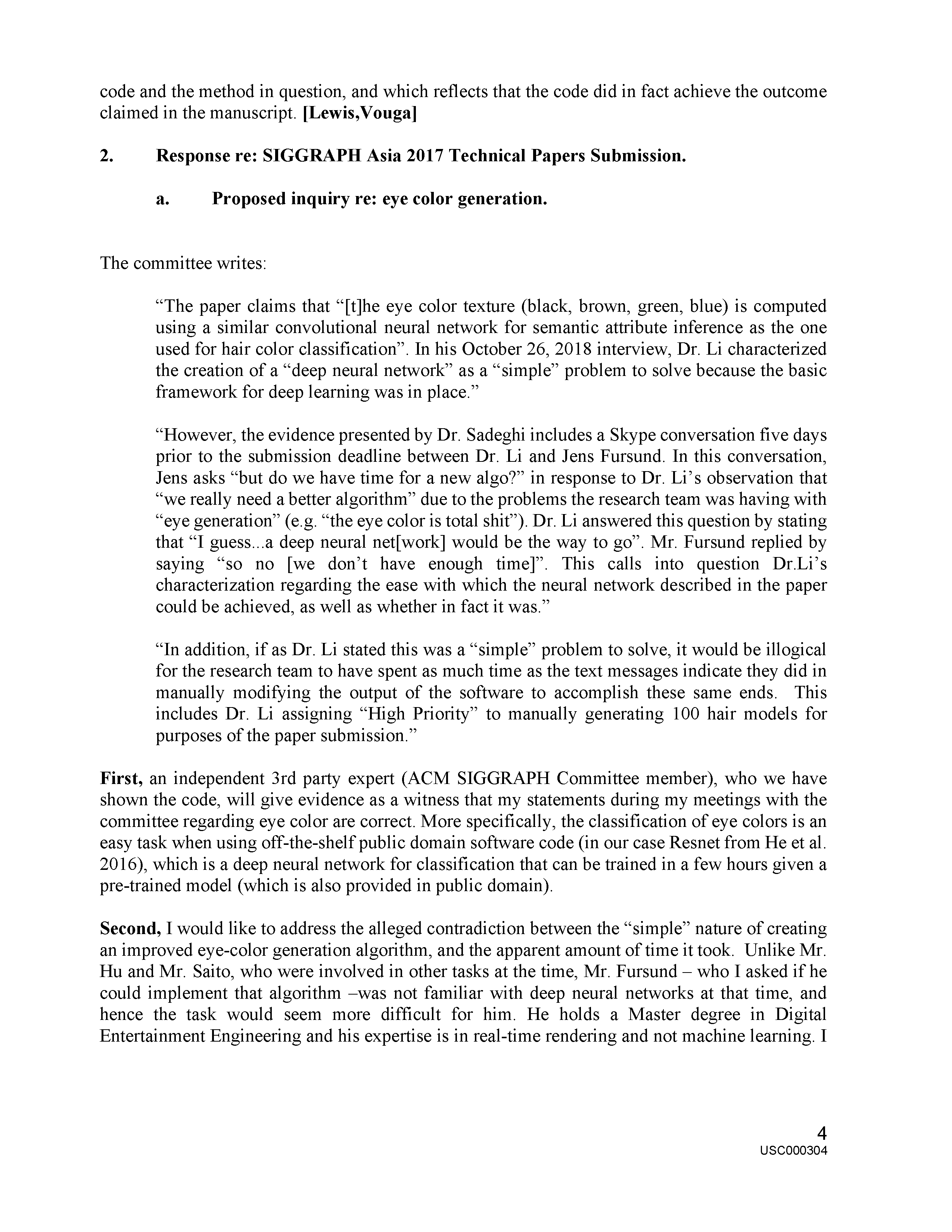 USC's Investigation Report re Hao Li's and Pinscreen's Scientific Misconduct at ACM SIGGRAPH RTL 2017 [Summary] Page 34
