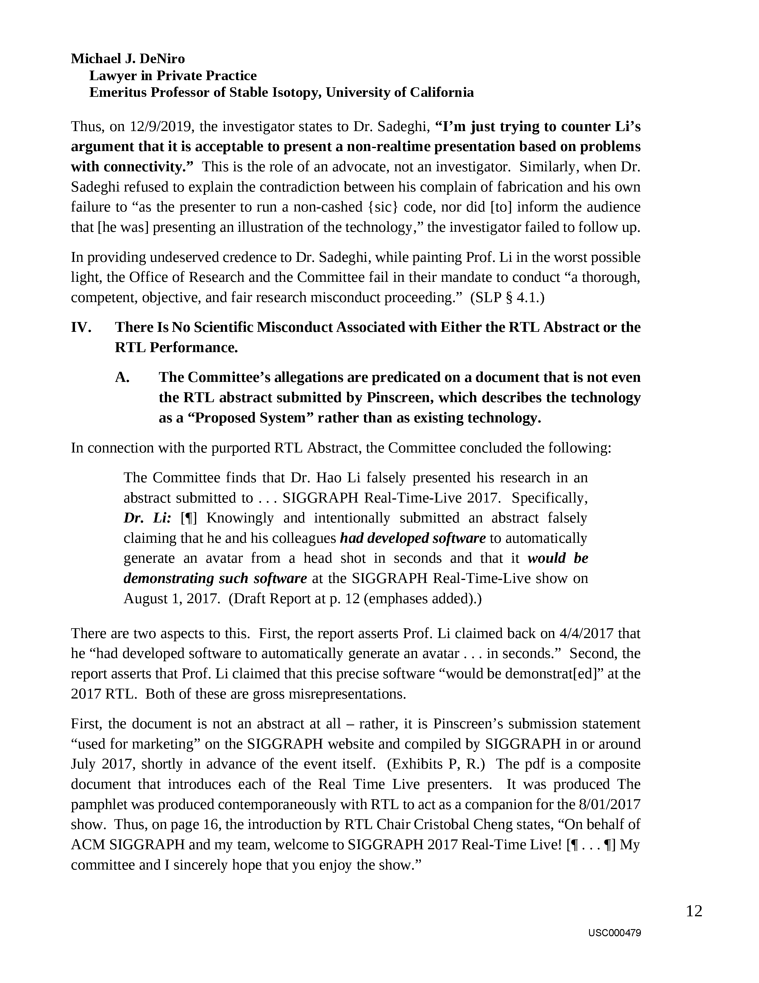 USC's Investigation Report re Hao Li's and Pinscreen's Scientific Misconduct at ACM SIGGRAPH RTL 2017 [Summary] Page 103