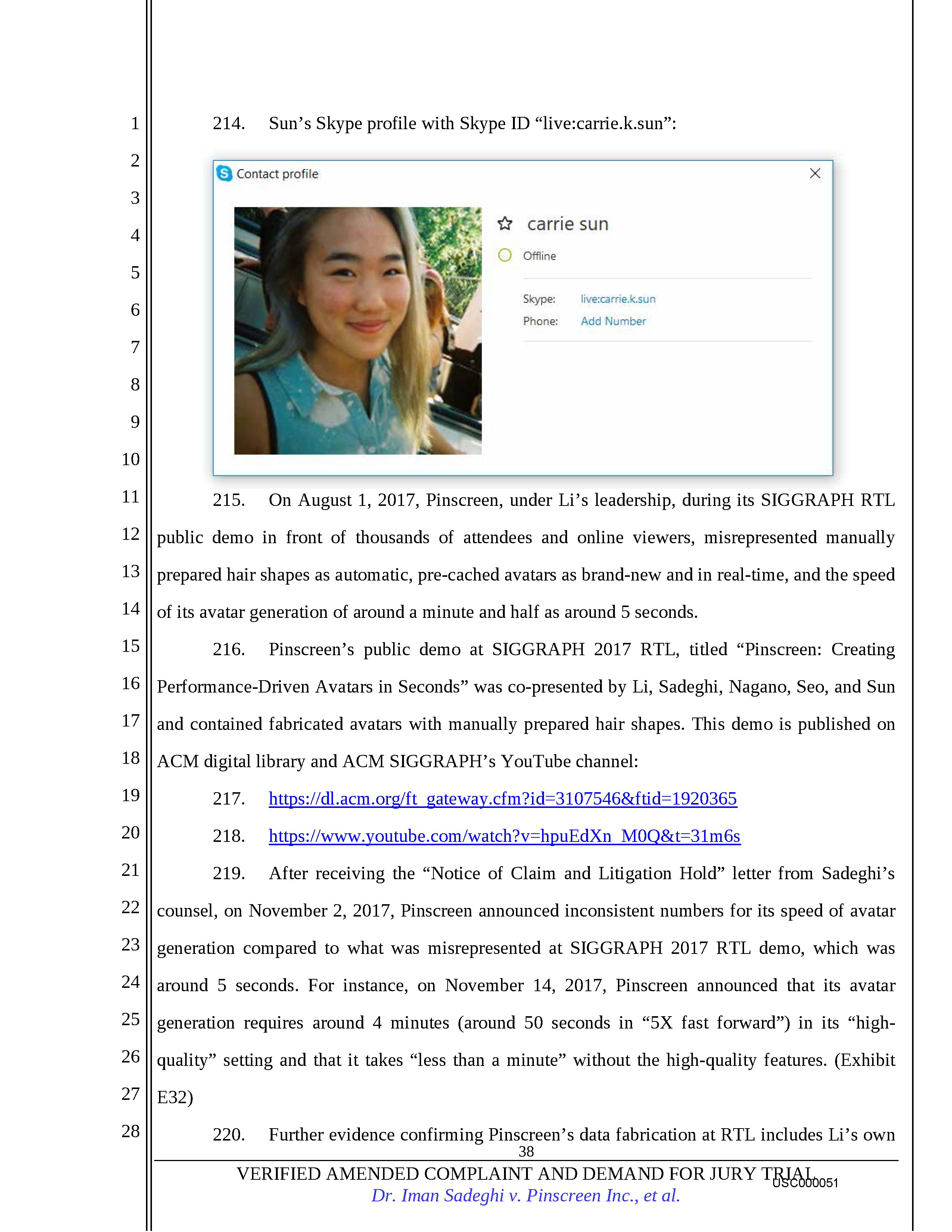 USC's Investigation Report re Hao Li's and Pinscreen's Scientific Misconduct at ACM SIGGRAPH RTL 2017 - Full Report Page 53