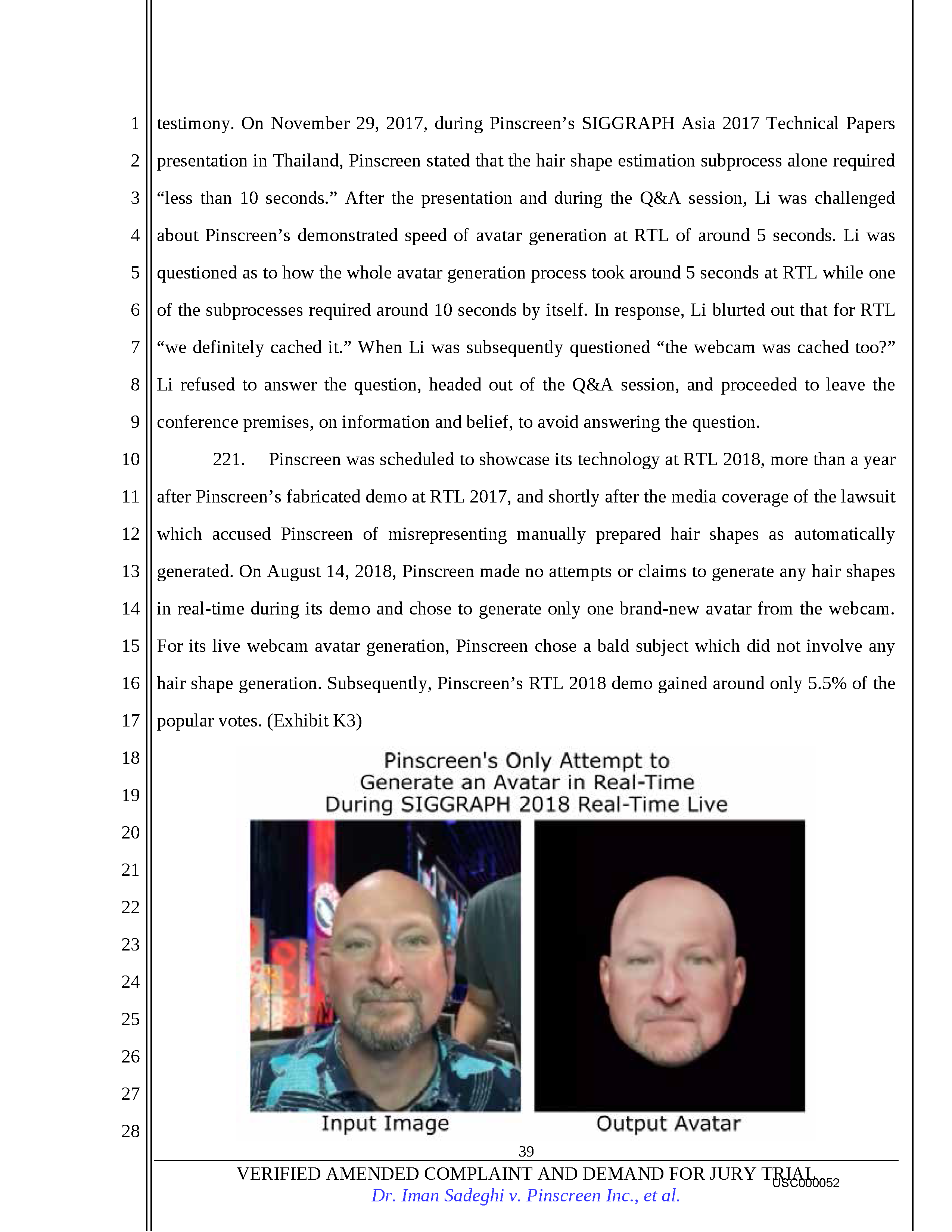 USC's Investigation Report re Hao Li's and Pinscreen's Scientific Misconduct at ACM SIGGRAPH RTL 2017 Page 54