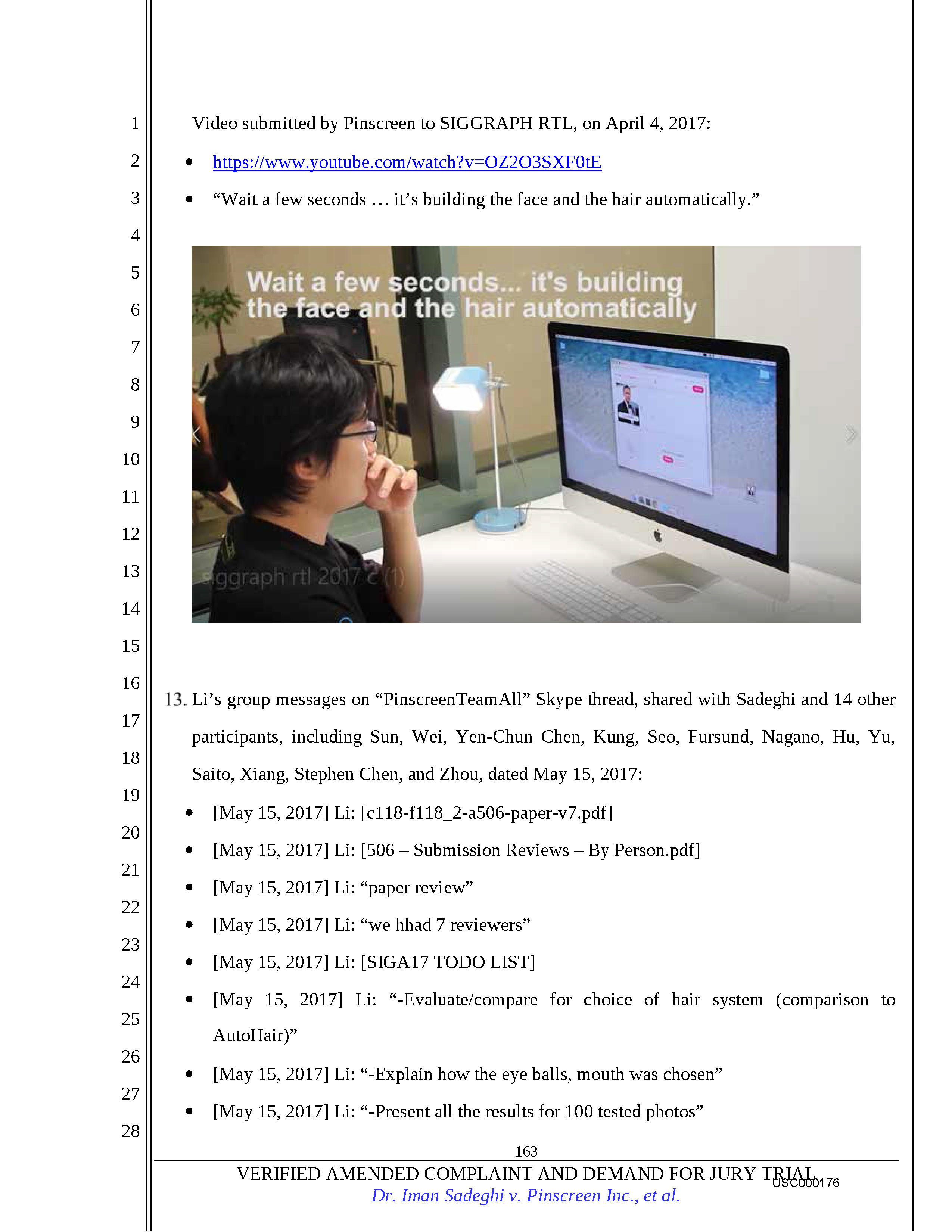 USC's Investigation Report re Hao Li's and Pinscreen's Scientific Misconduct at ACM SIGGRAPH RTL 2017 - Full Report Page 178