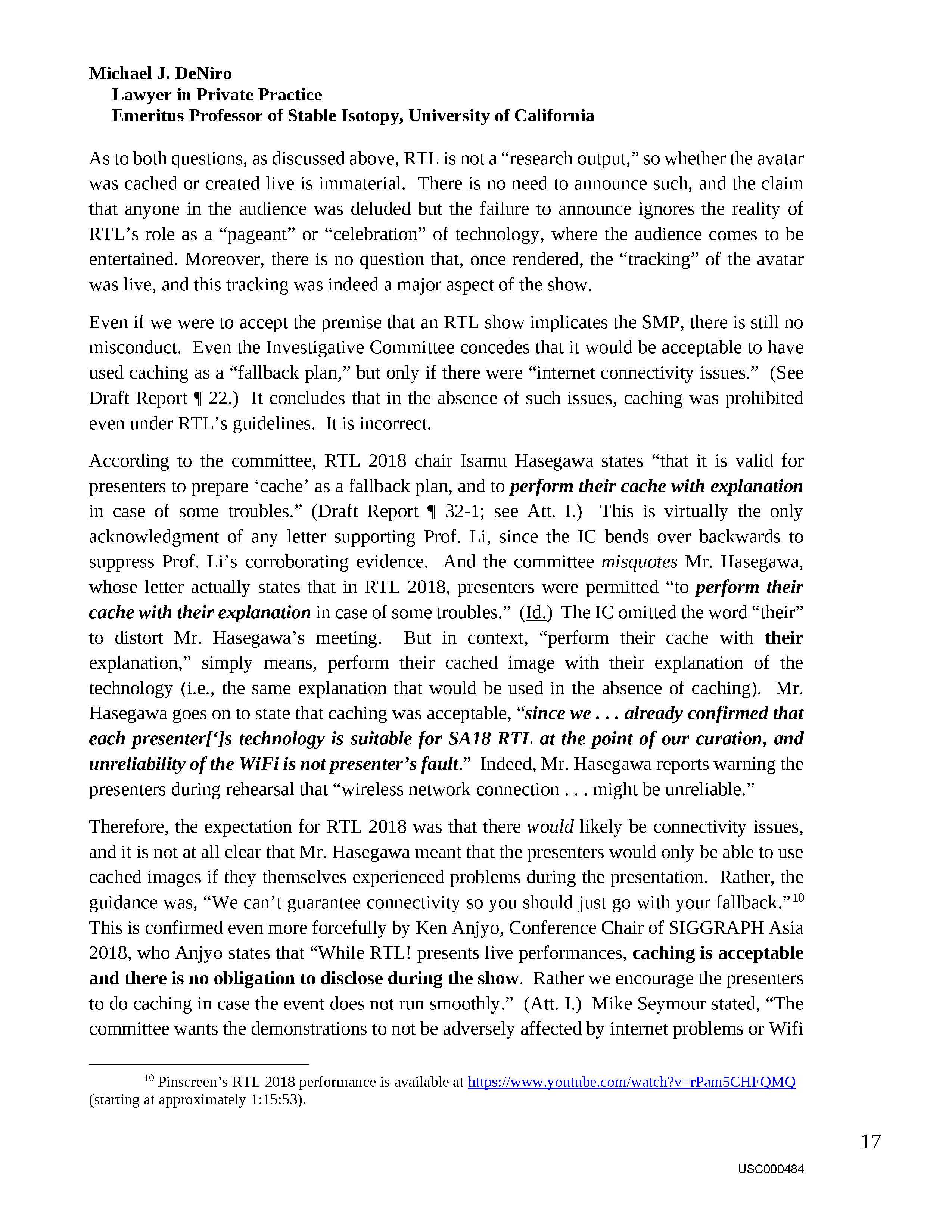 USC's Investigation Report re Hao Li's and Pinscreen's Scientific Misconduct at ACM SIGGRAPH RTL 2017 - Full Report Page 486
