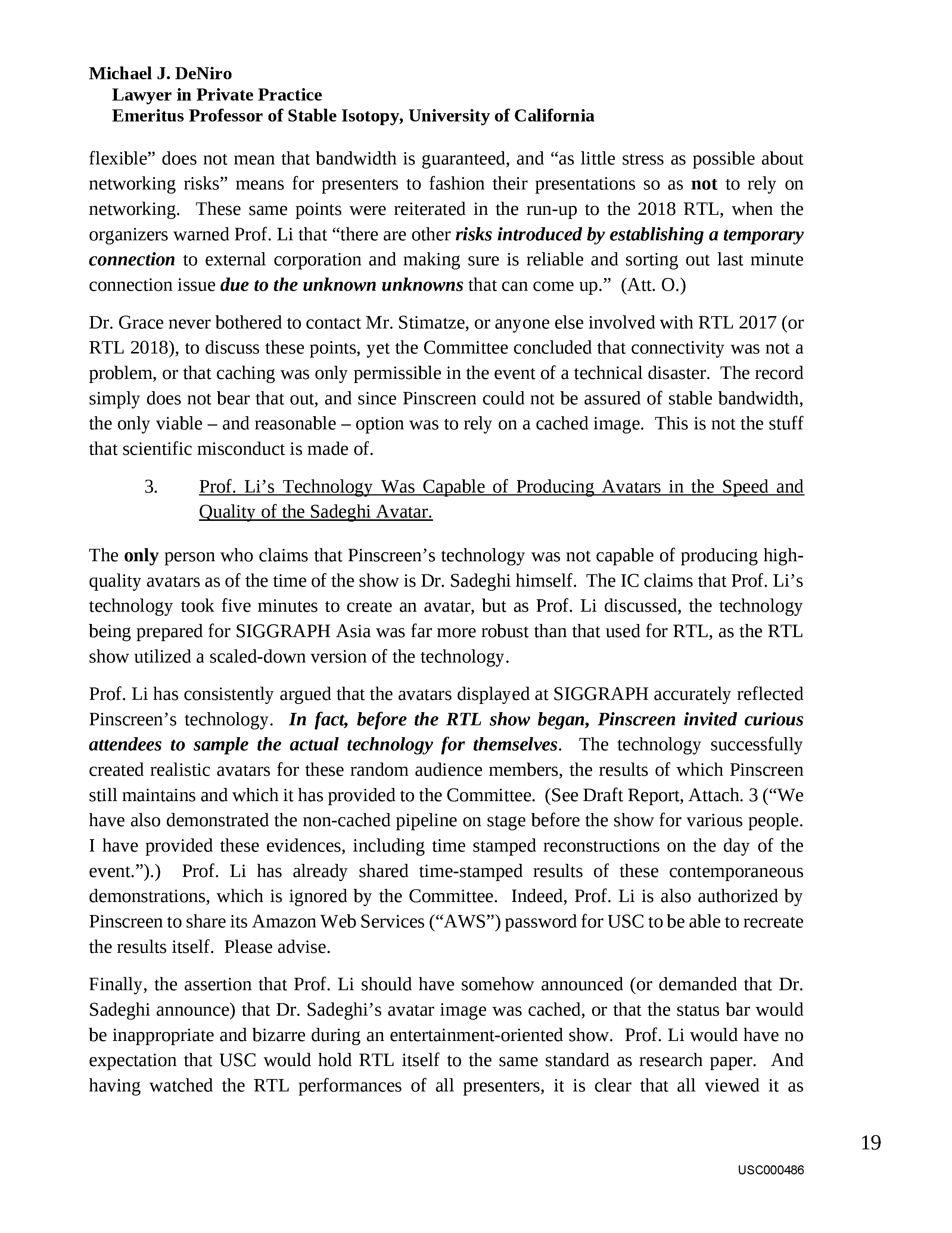 USC's Investigation Report re Hao Li's and Pinscreen's Scientific Misconduct at ACM SIGGRAPH RTL 2017 - Full Report Page 488
