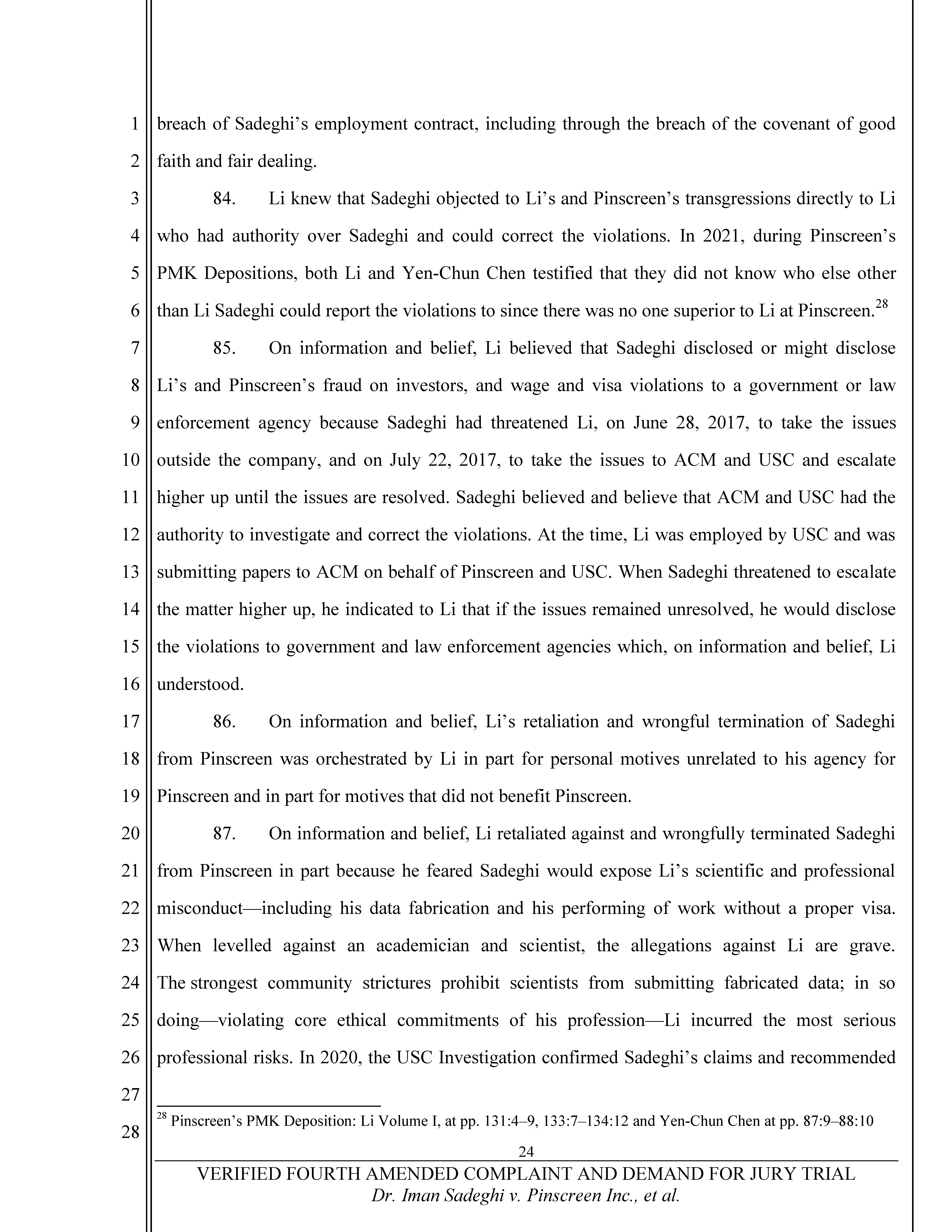Fourth Amended Complaint (4AC) Page 25