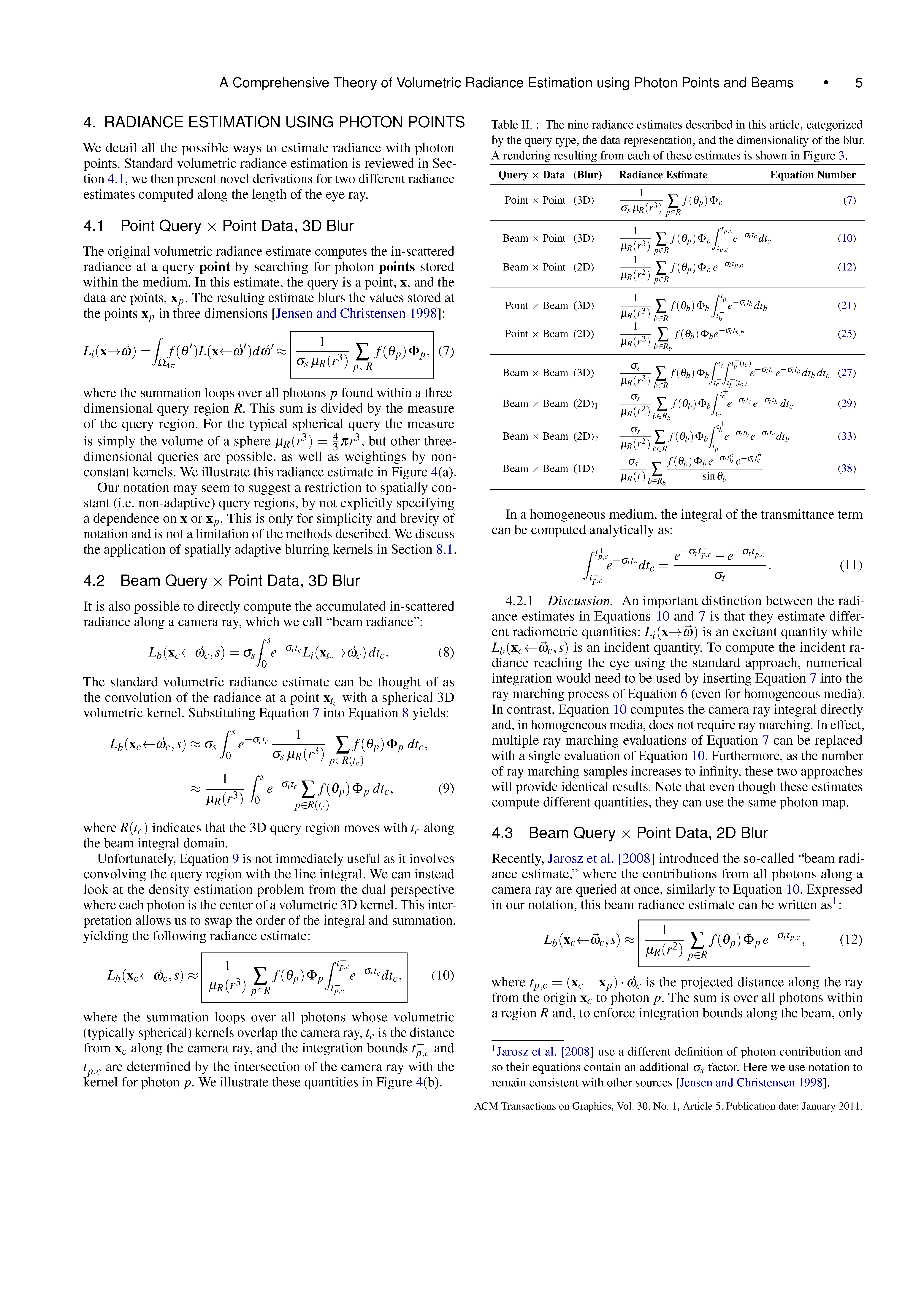 A Comprehensive Theory of Volumetric Radiance Estimation Using Photon Points and Beams Page 5