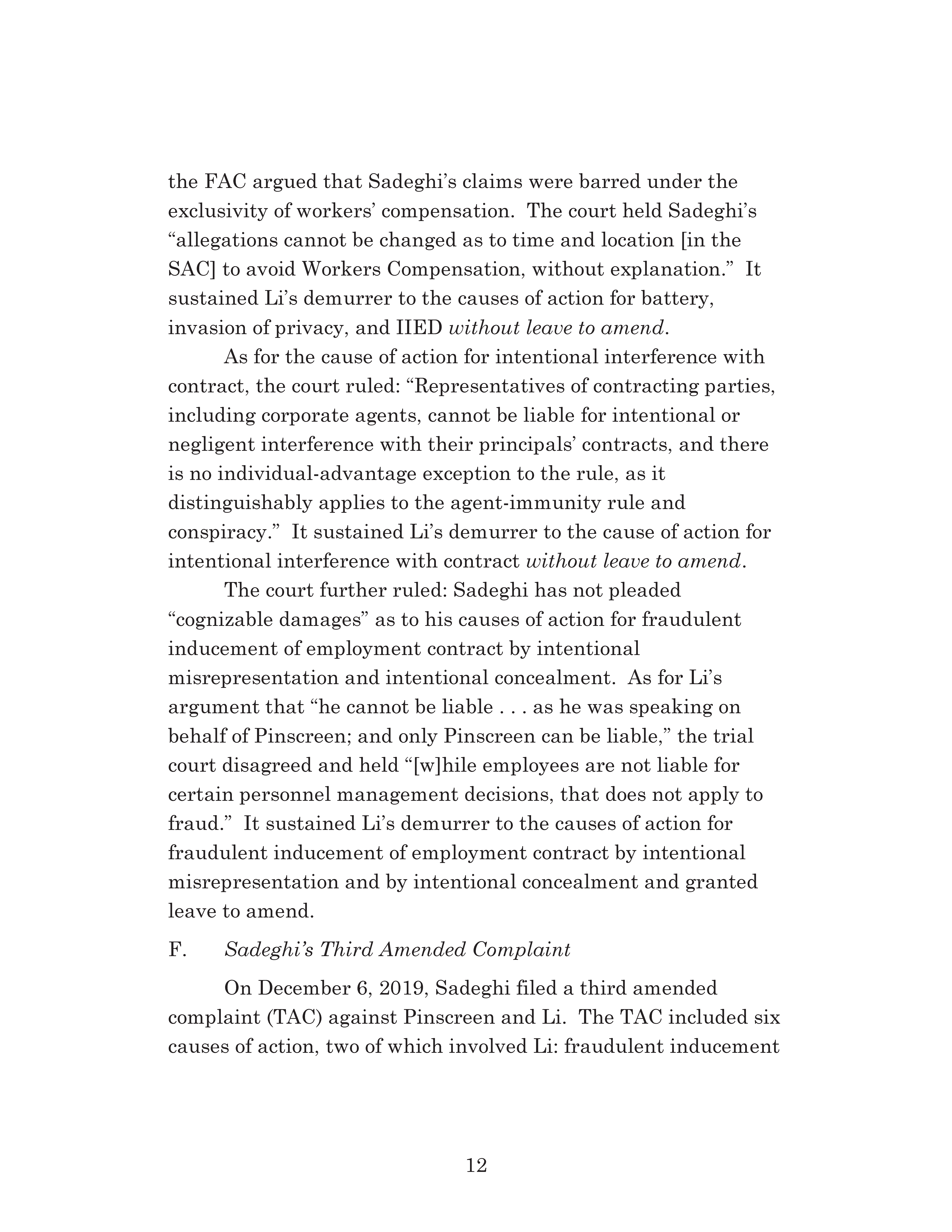 Appellate Court's Opinion Upholding Sadeghi's Claims for Fraud, Battery and IIED Against Li Page 12