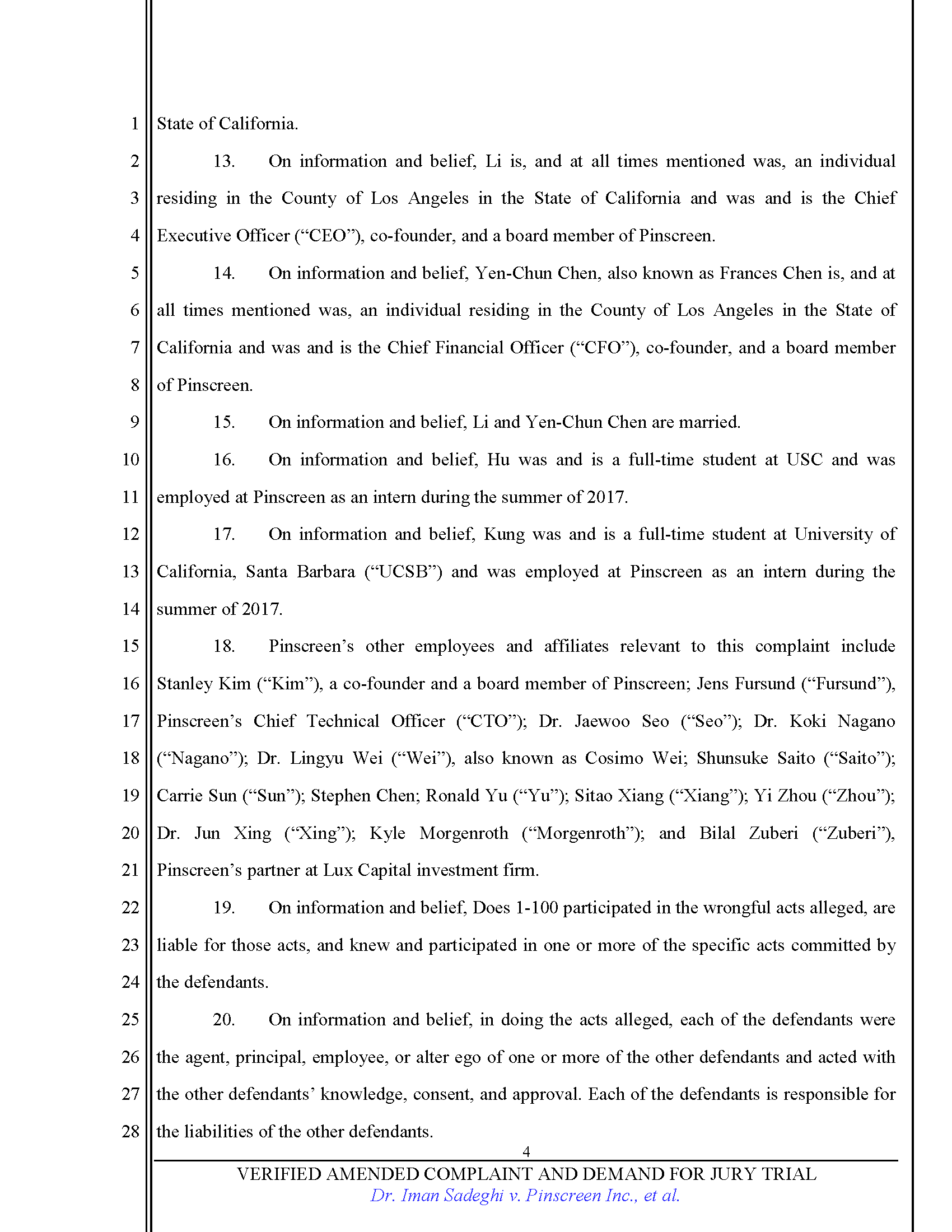 First Amended Complaint (FAC) Page 4