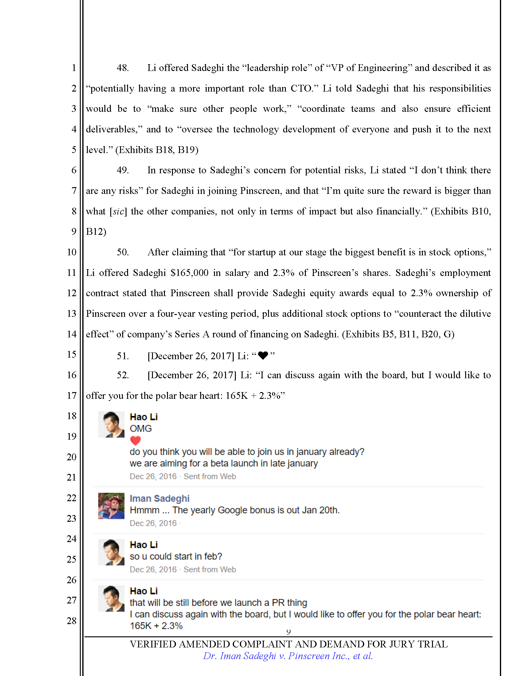 First Amended Complaint (FAC) Page 9