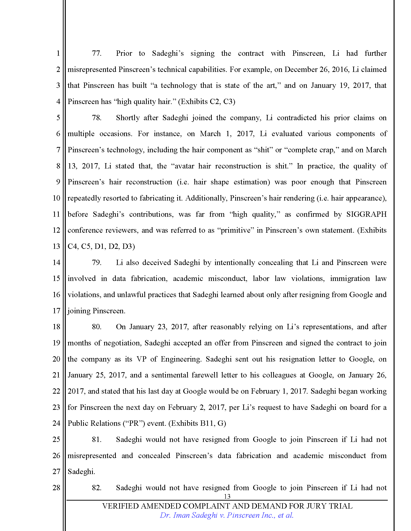 First Amended Complaint (FAC) Page 13