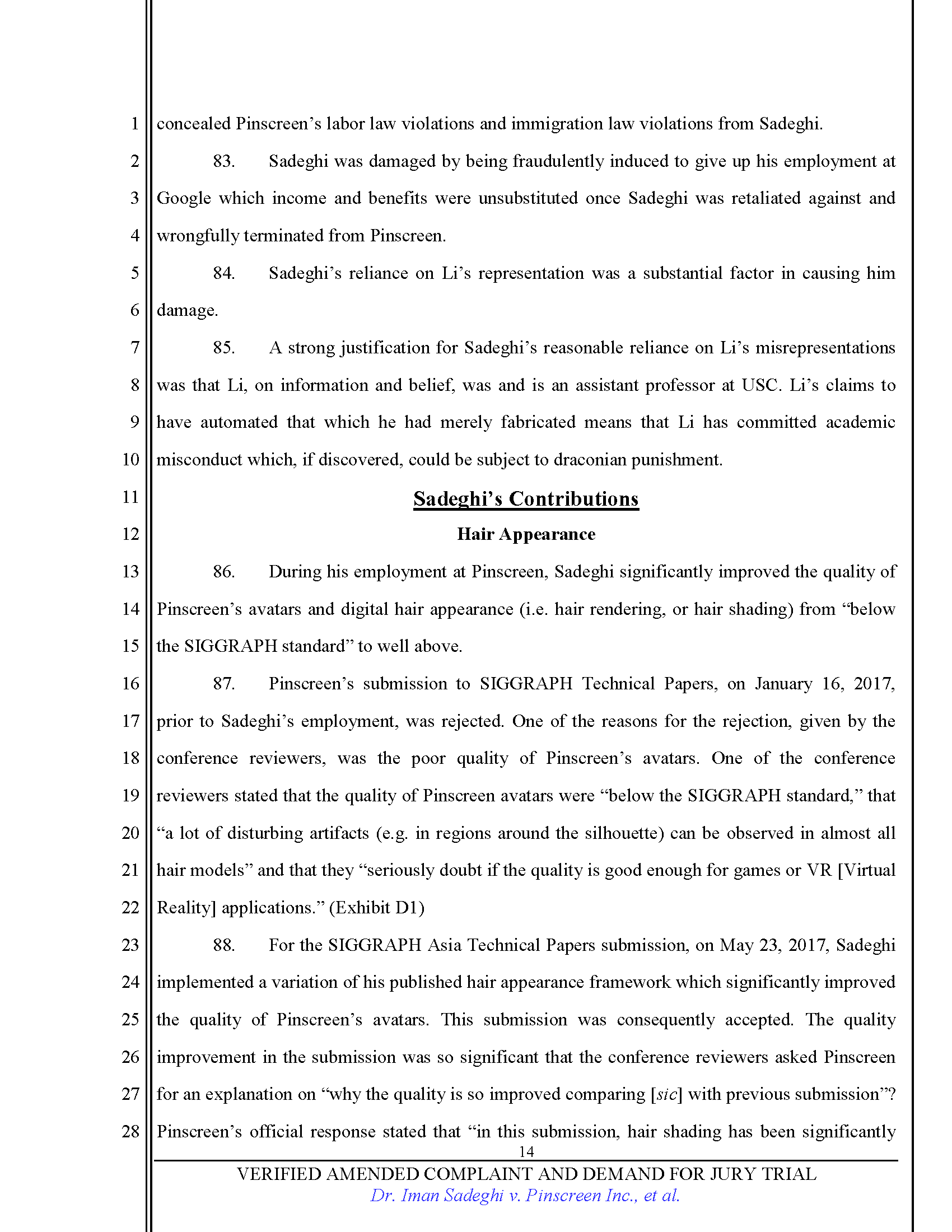 First Amended Complaint (FAC) Page 14