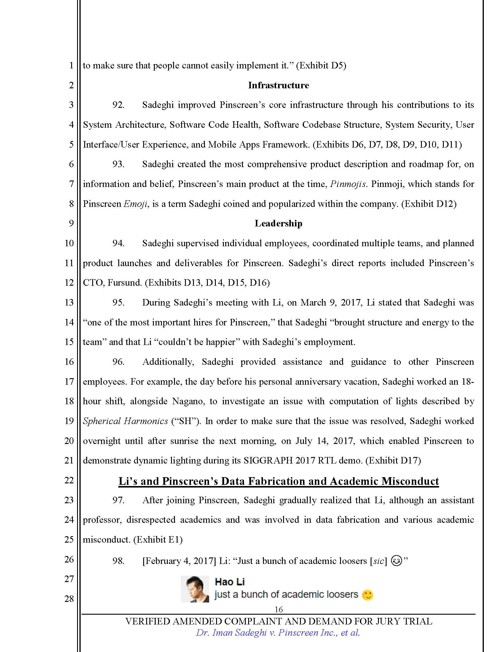 First Amended Complaint (FAC) Page 16