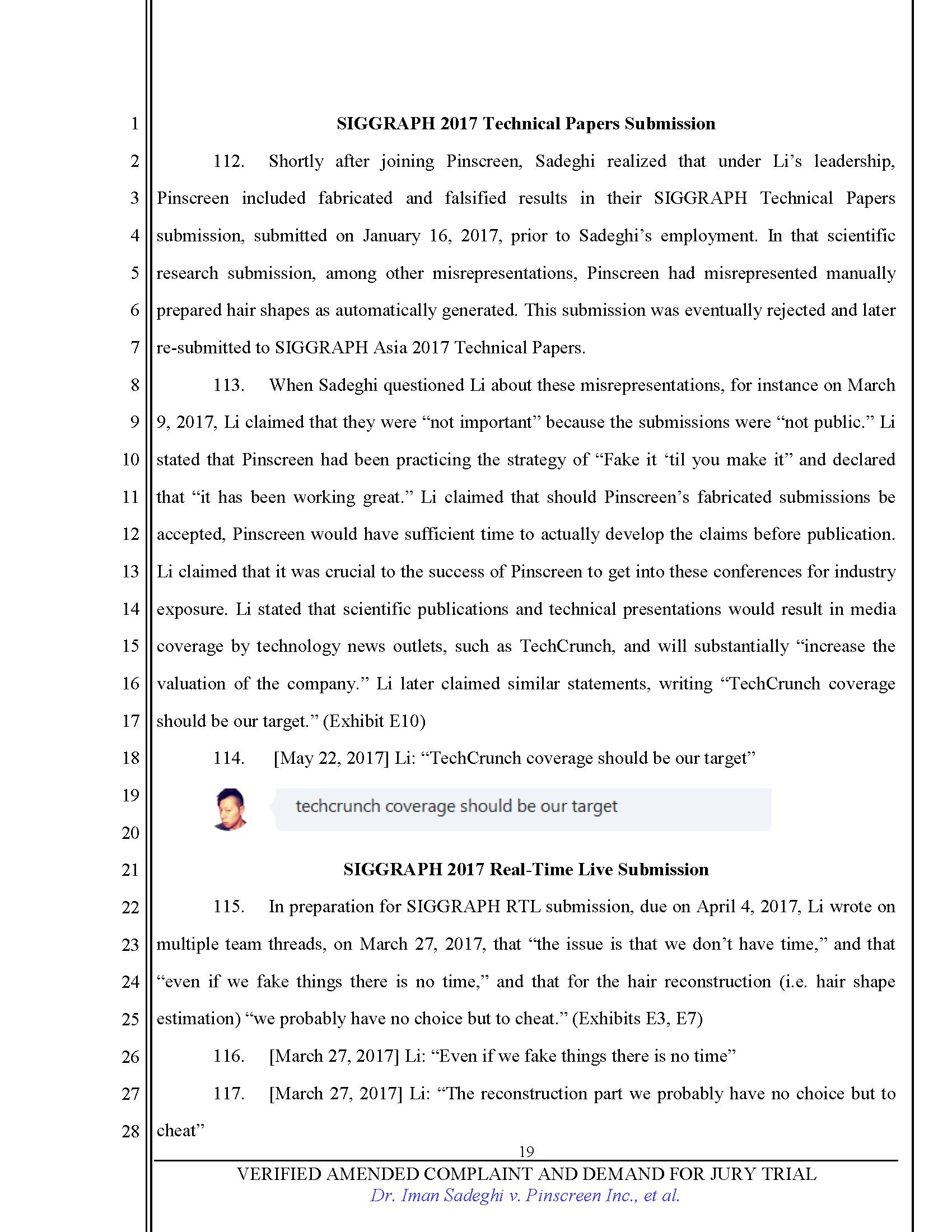 First Amended Complaint (FAC) Page 19