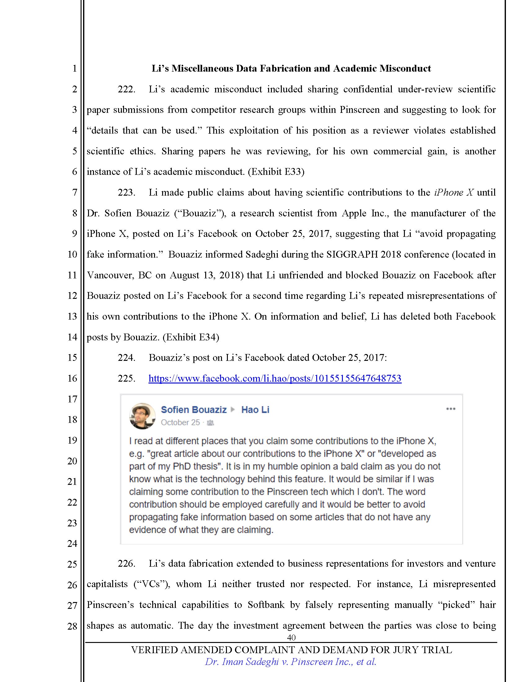 First Amended Complaint (FAC) Page 40