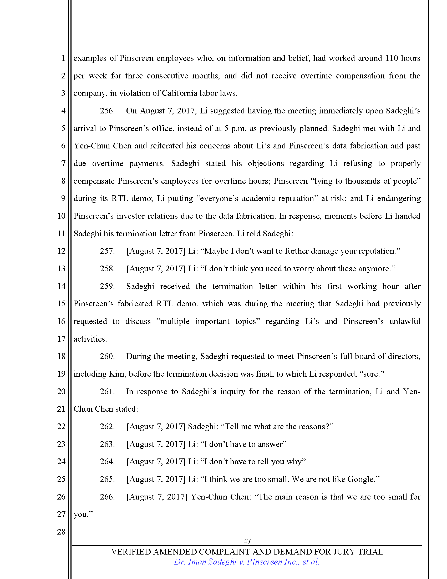 First Amended Complaint (FAC) Page 47
