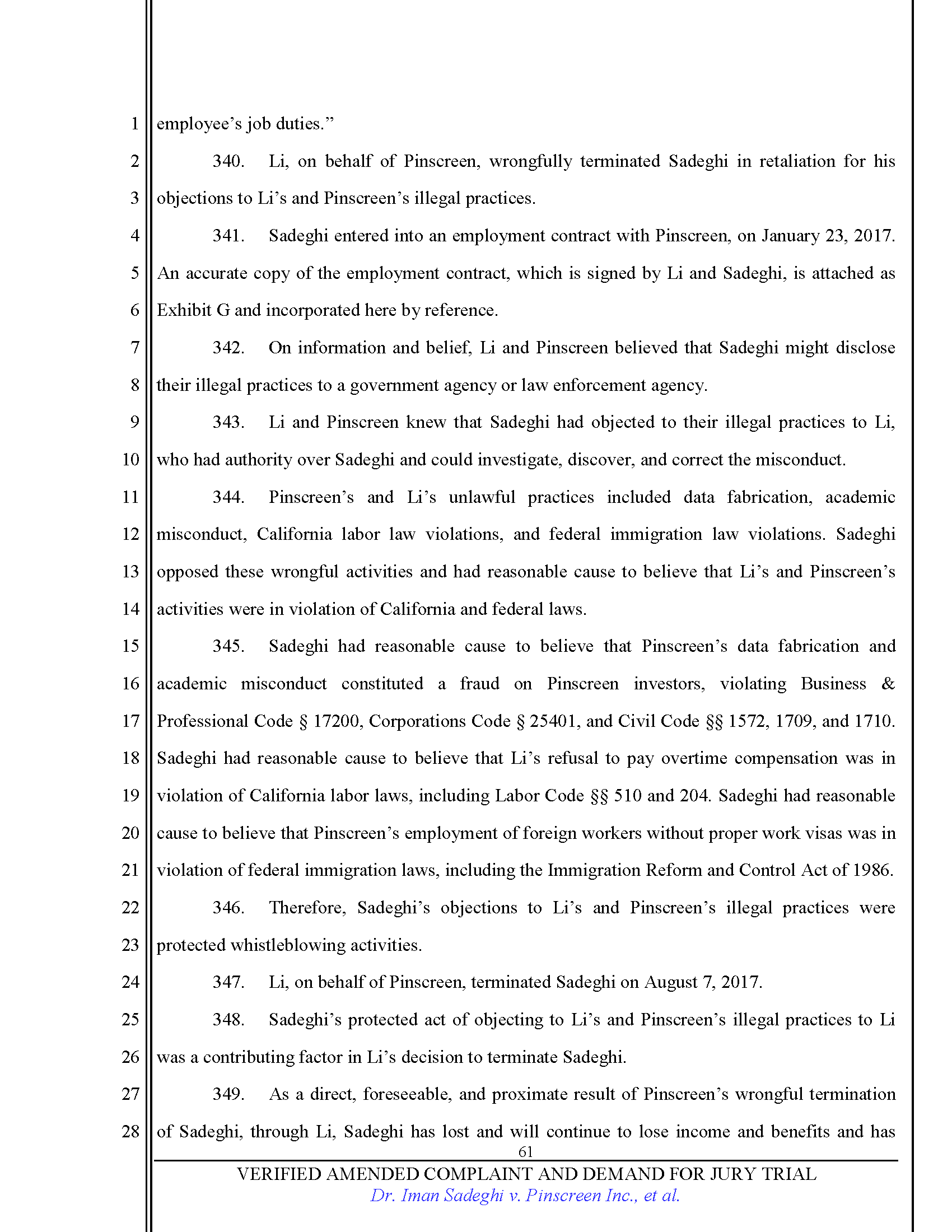 First Amended Complaint (FAC) Page 61