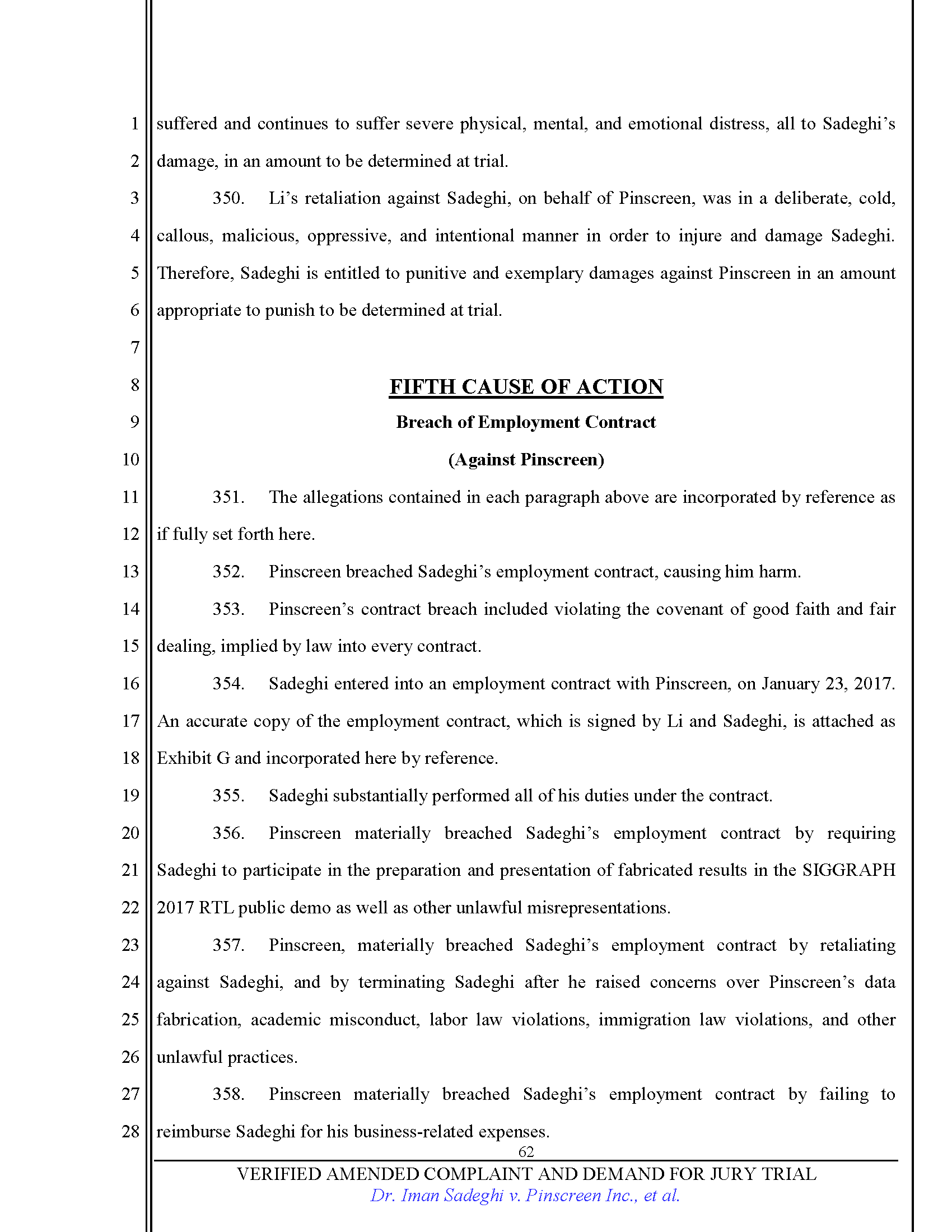 First Amended Complaint (FAC) Page 62