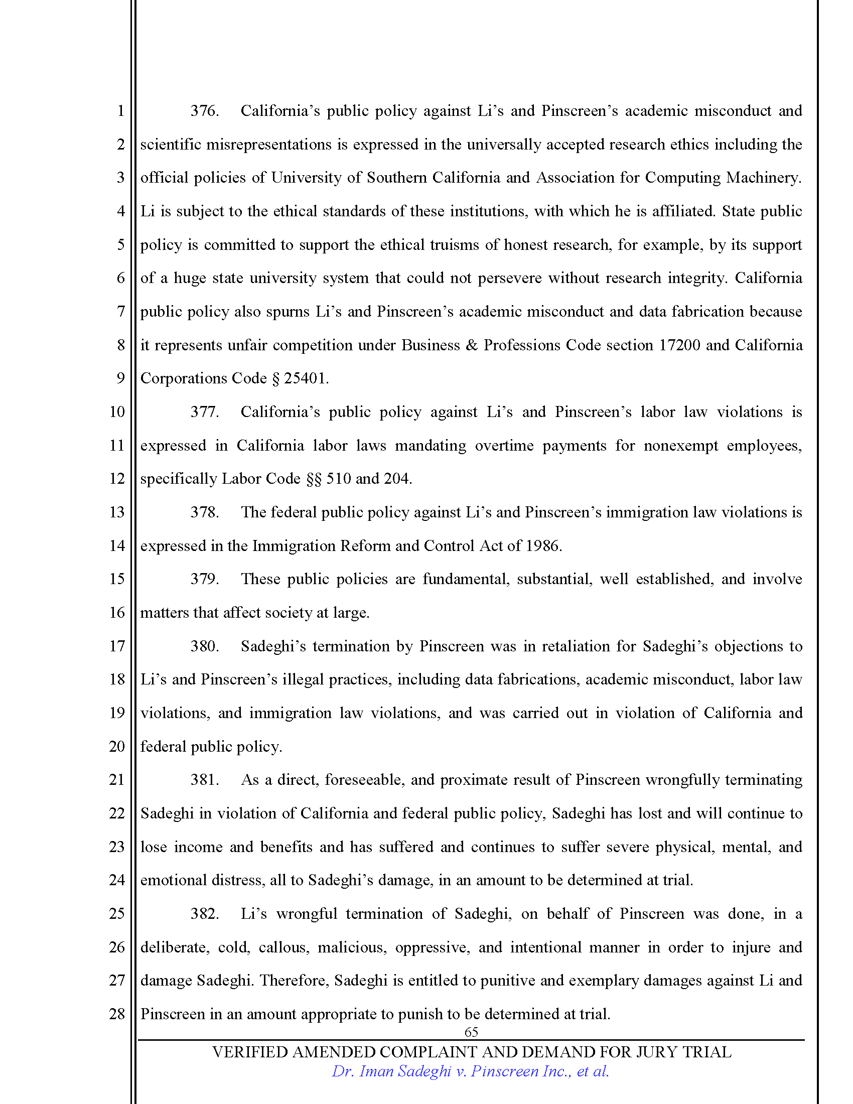 First Amended Complaint (FAC) Page 65