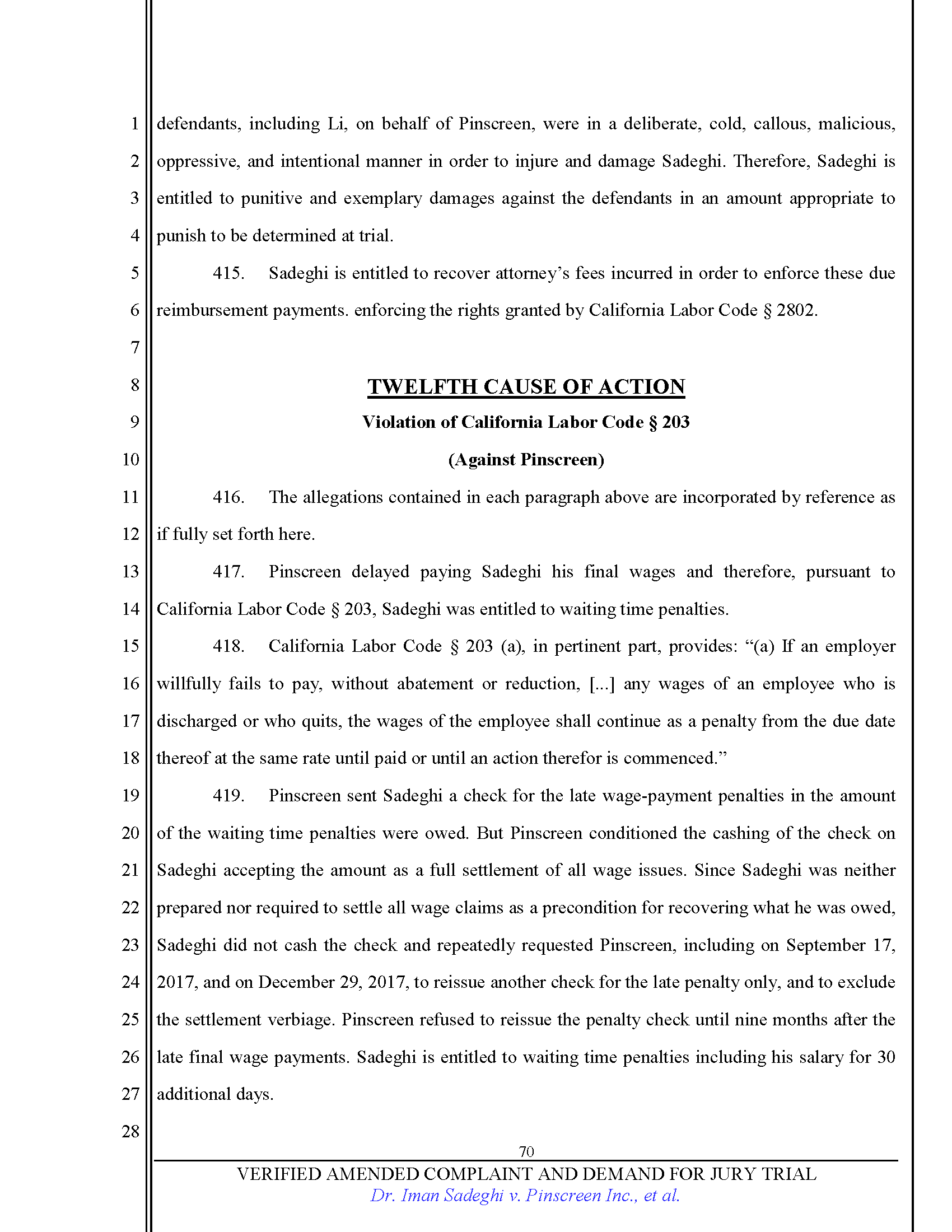 First Amended Complaint (FAC) Page 70