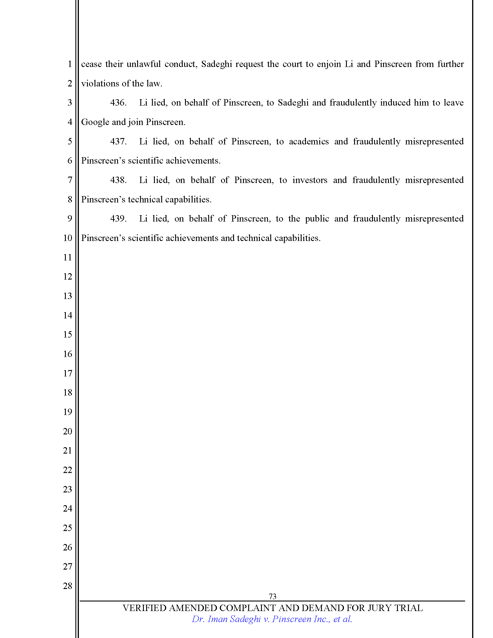 First Amended Complaint (FAC) Page 73