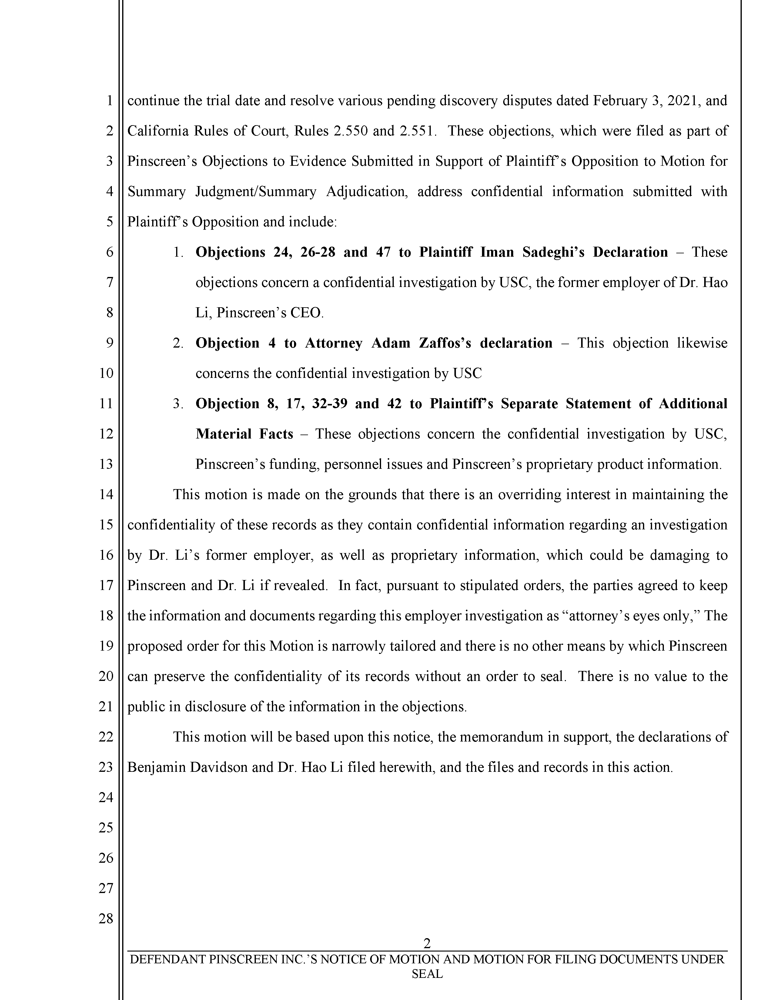 Pinscreen’s Motion to Seal USC’s Investigation of Hao Li’s Scientific Misconduct Page 101