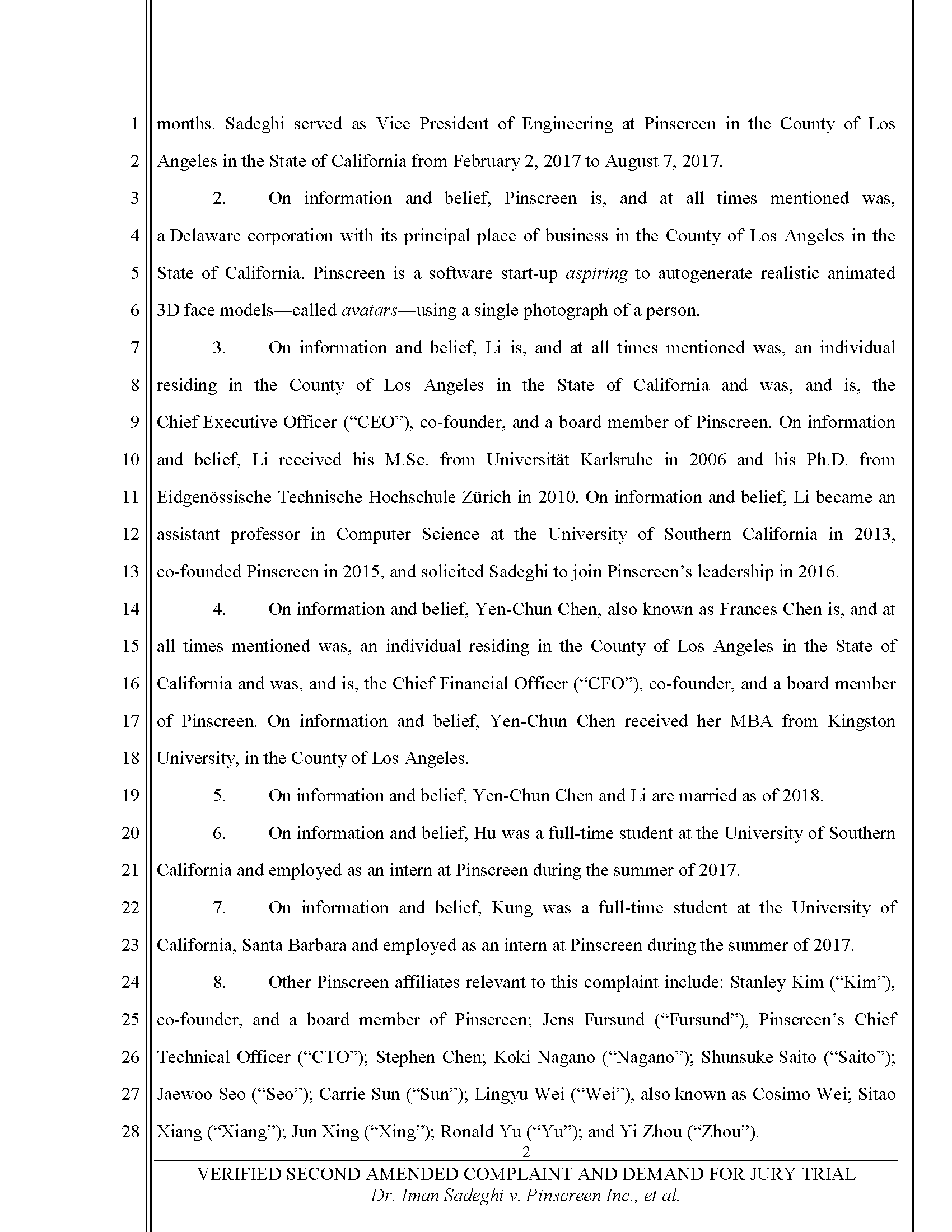 Second Amended Complaint (SAC) Page 3