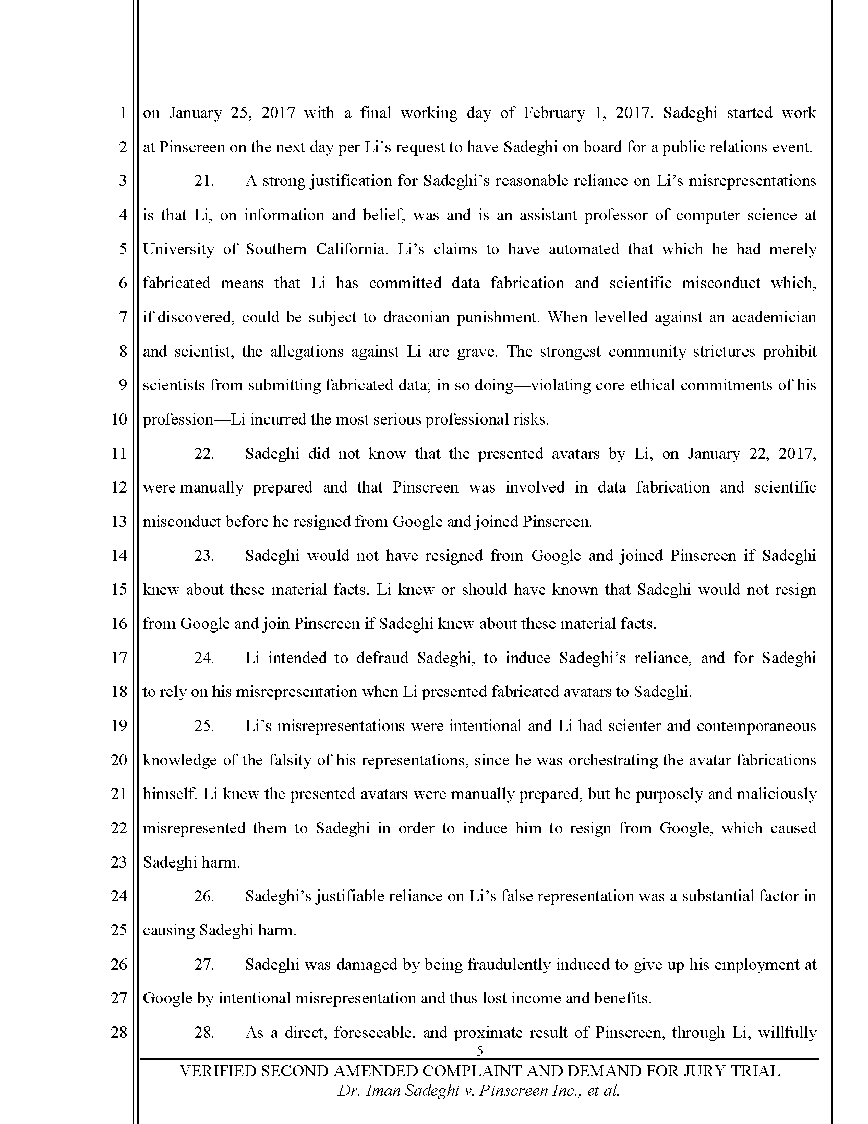 Second Amended Complaint (SAC) Page 6