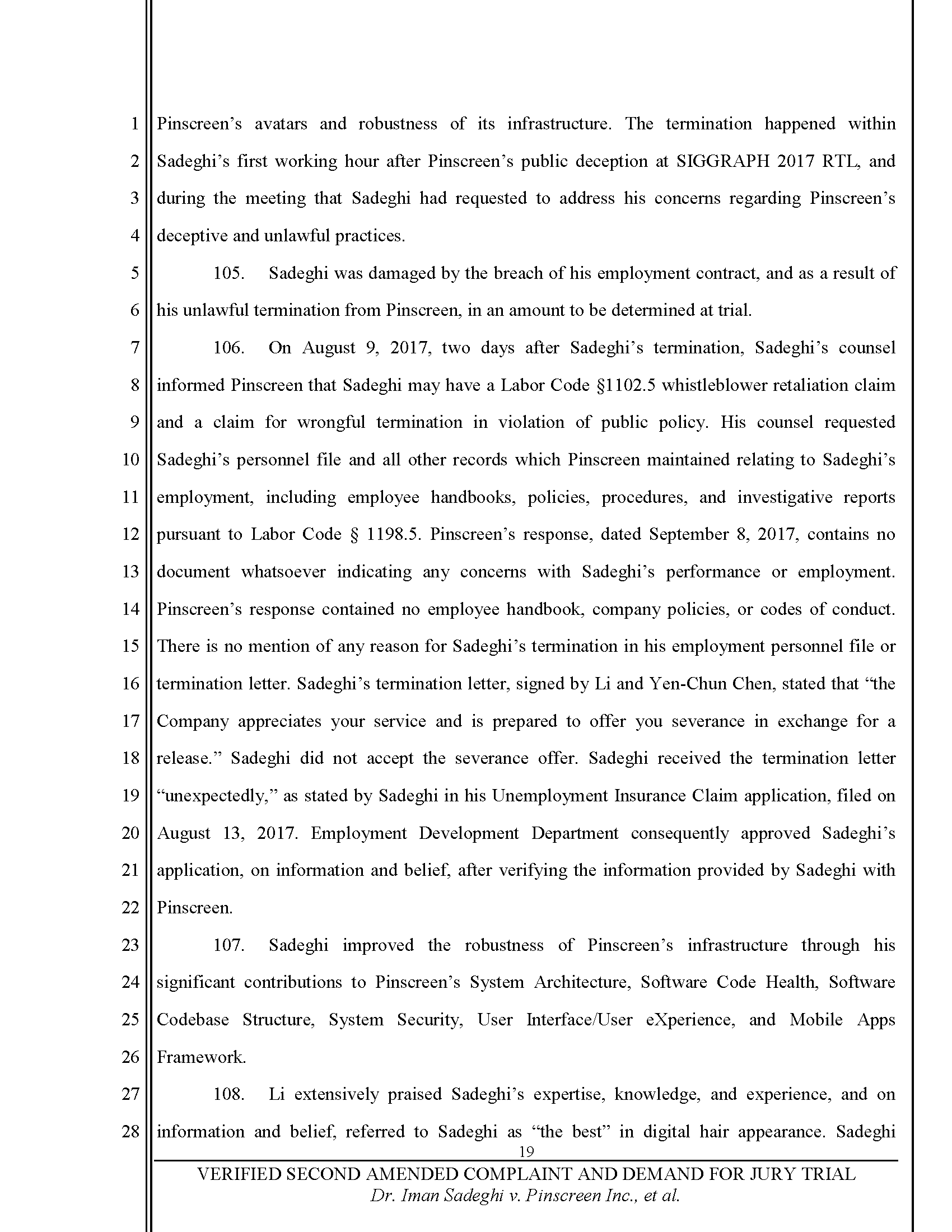 Second Amended Complaint (SAC) Page 20