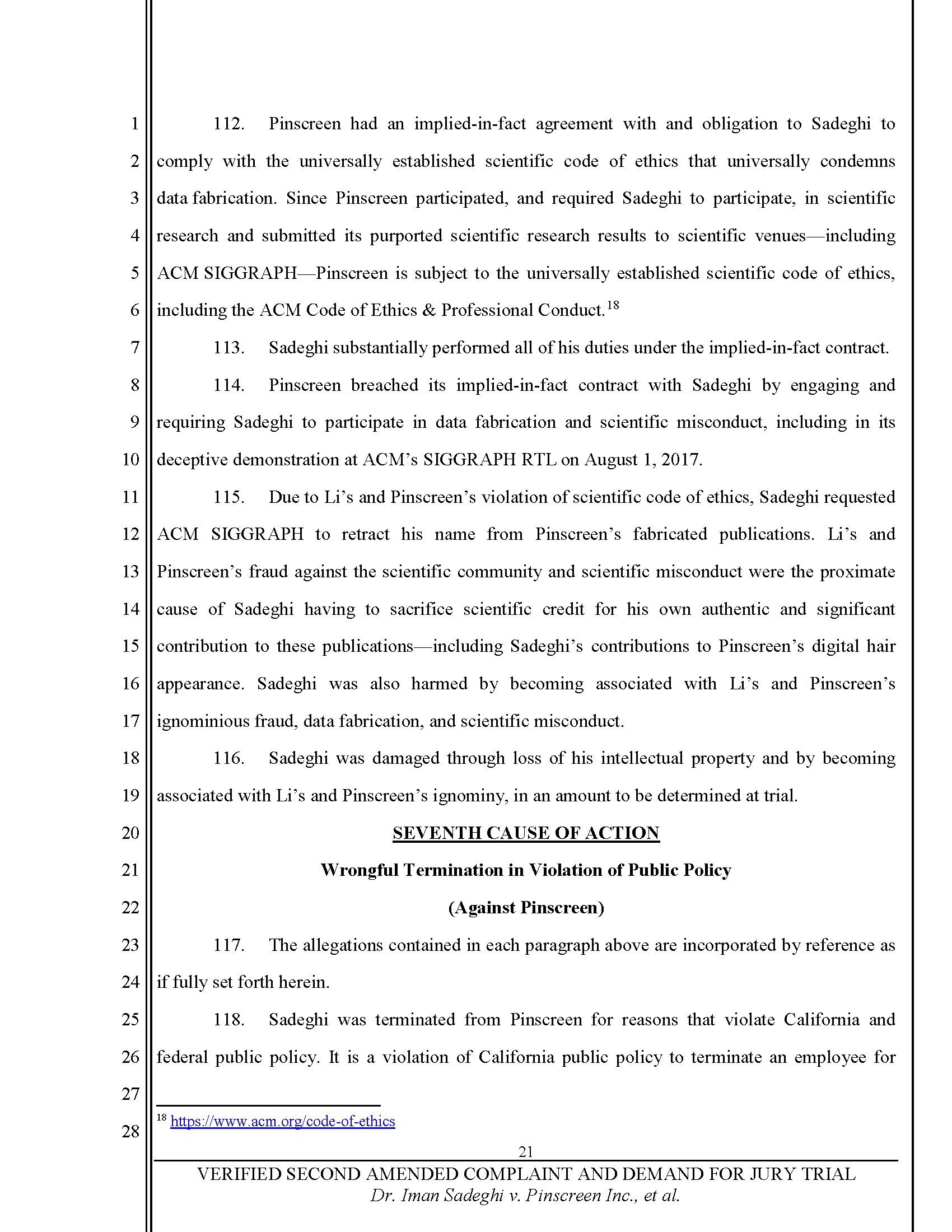 Second Amended Complaint (SAC) Page 22