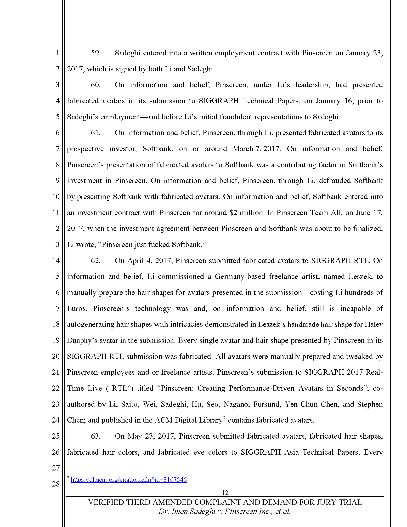 Third Amended Complaint (TAC) Page 13
