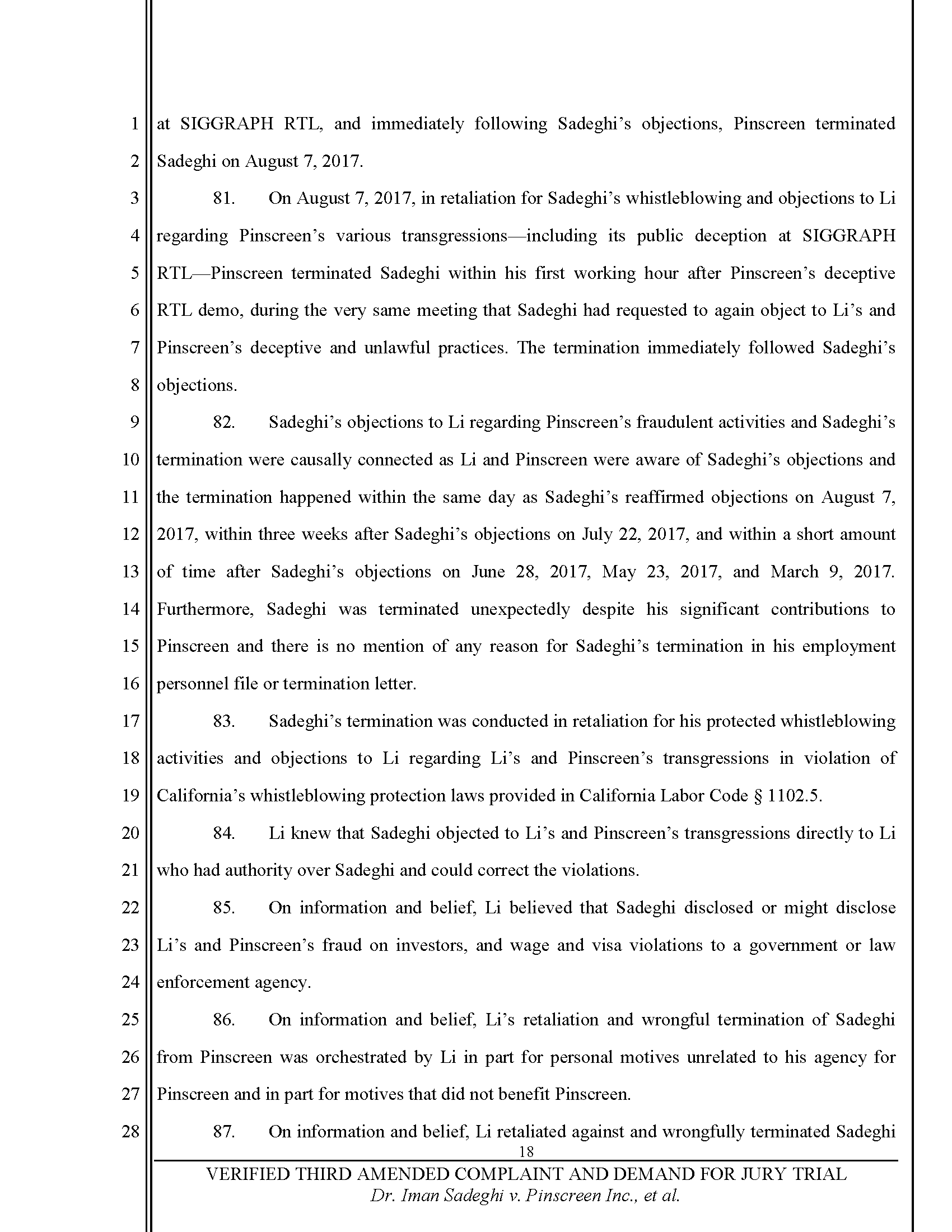 Third Amended Complaint (TAC) Page 19