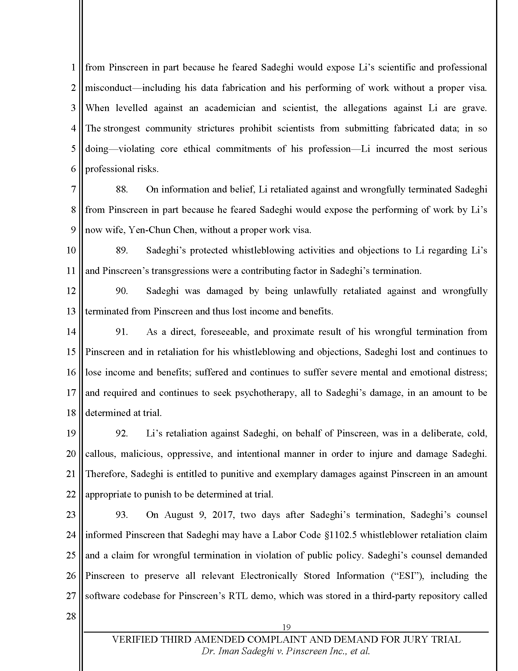 Third Amended Complaint (TAC) Page 20