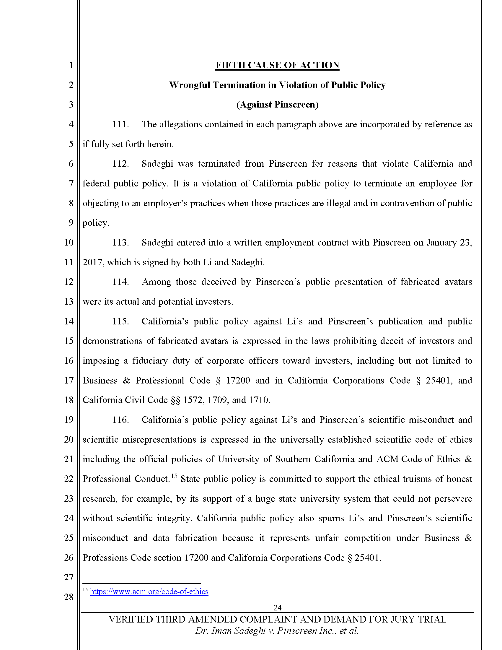 Third Amended Complaint (TAC) Page 25
